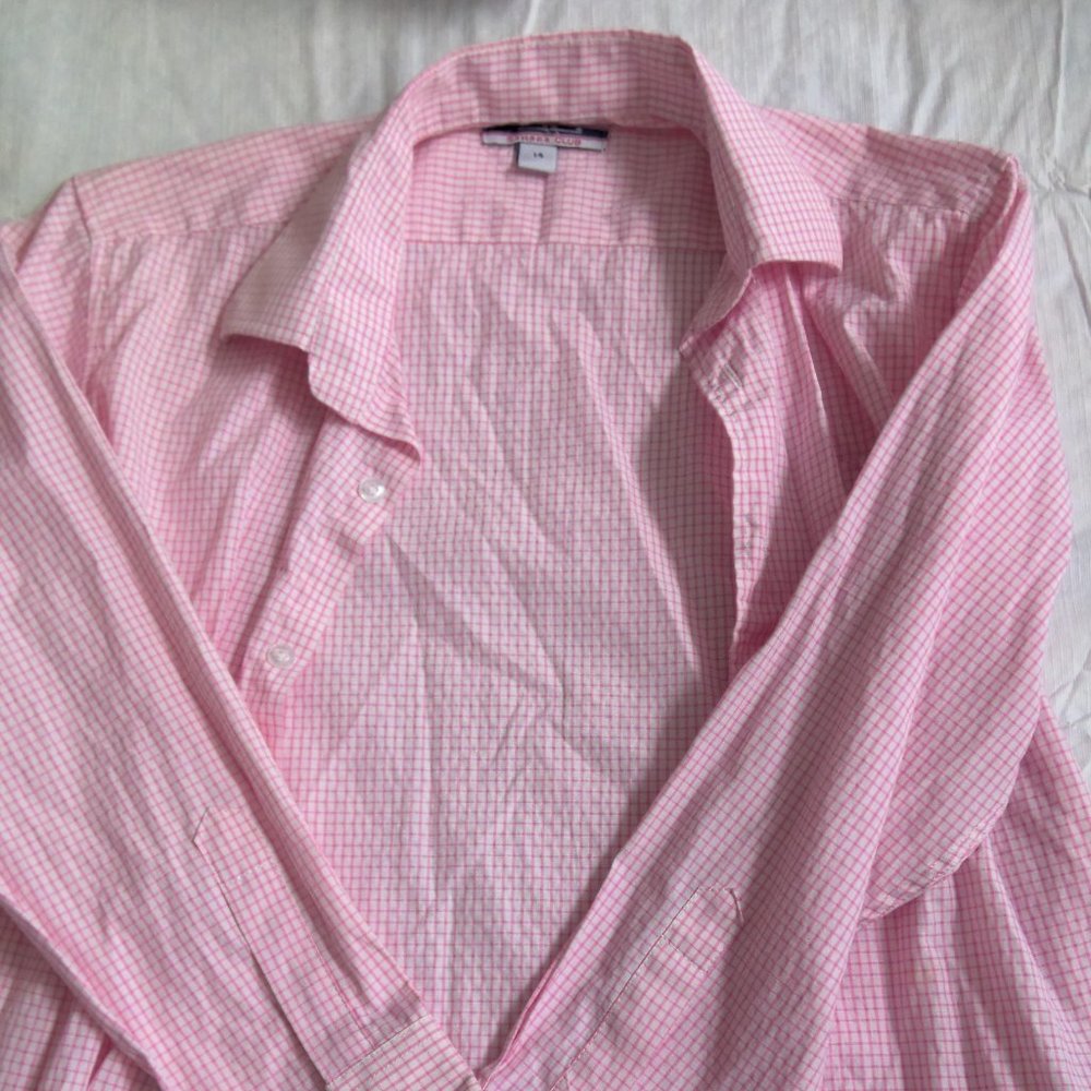 Pink plaid Long sleeve dress shirt